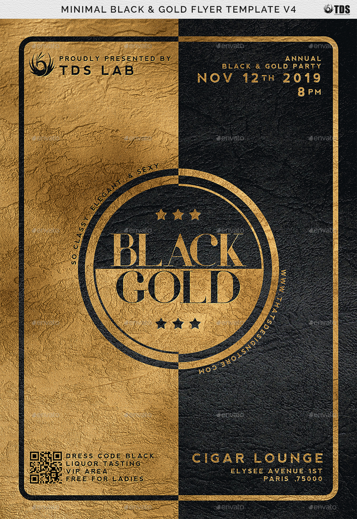 Minimal Black and Gold Flyer Template V4 by lou606 GraphicRiver